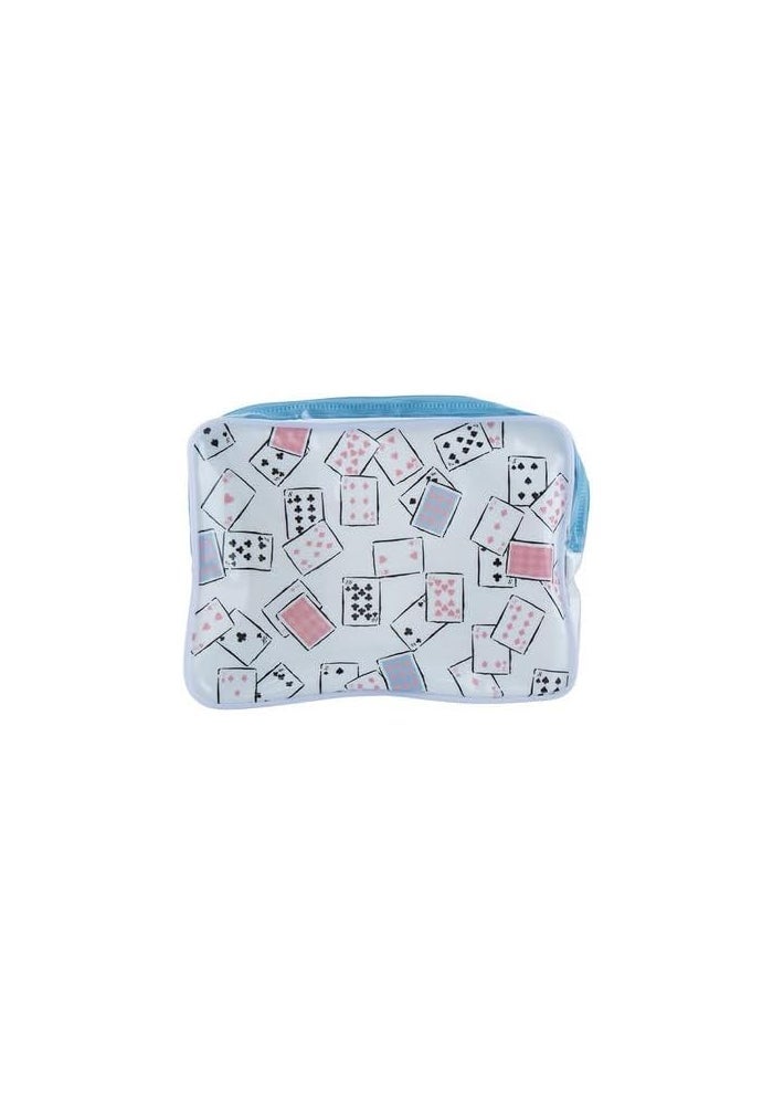 Daiso Alice in Wonderland Vinyl Gusset Pouch | Blue | Spacious Zip Storage Bag for Cosmetics & Accessories - Image 2